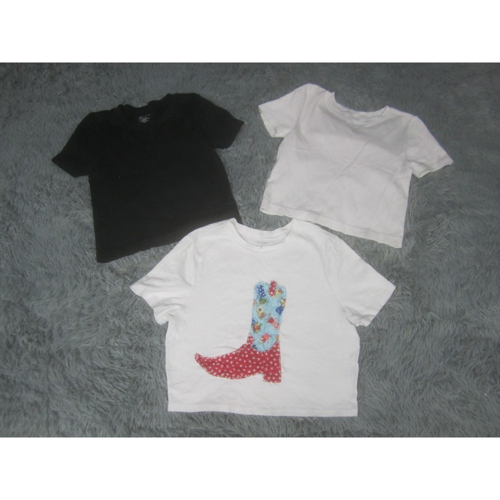 No Boundaries Top Juniors XL 15-17 White Black Lot of 3 Cropped Short Sleeve